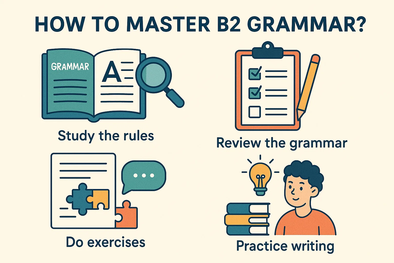 چگونه به گرامر B2 مسلط شویم؟