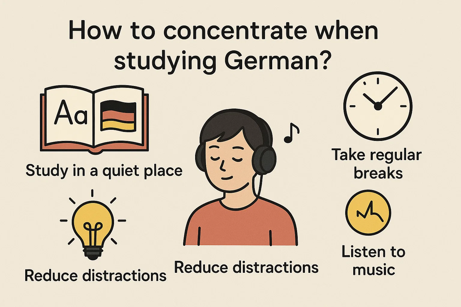 چگونه در هنگام آلمانی خوندن تمرکز کنیم؟