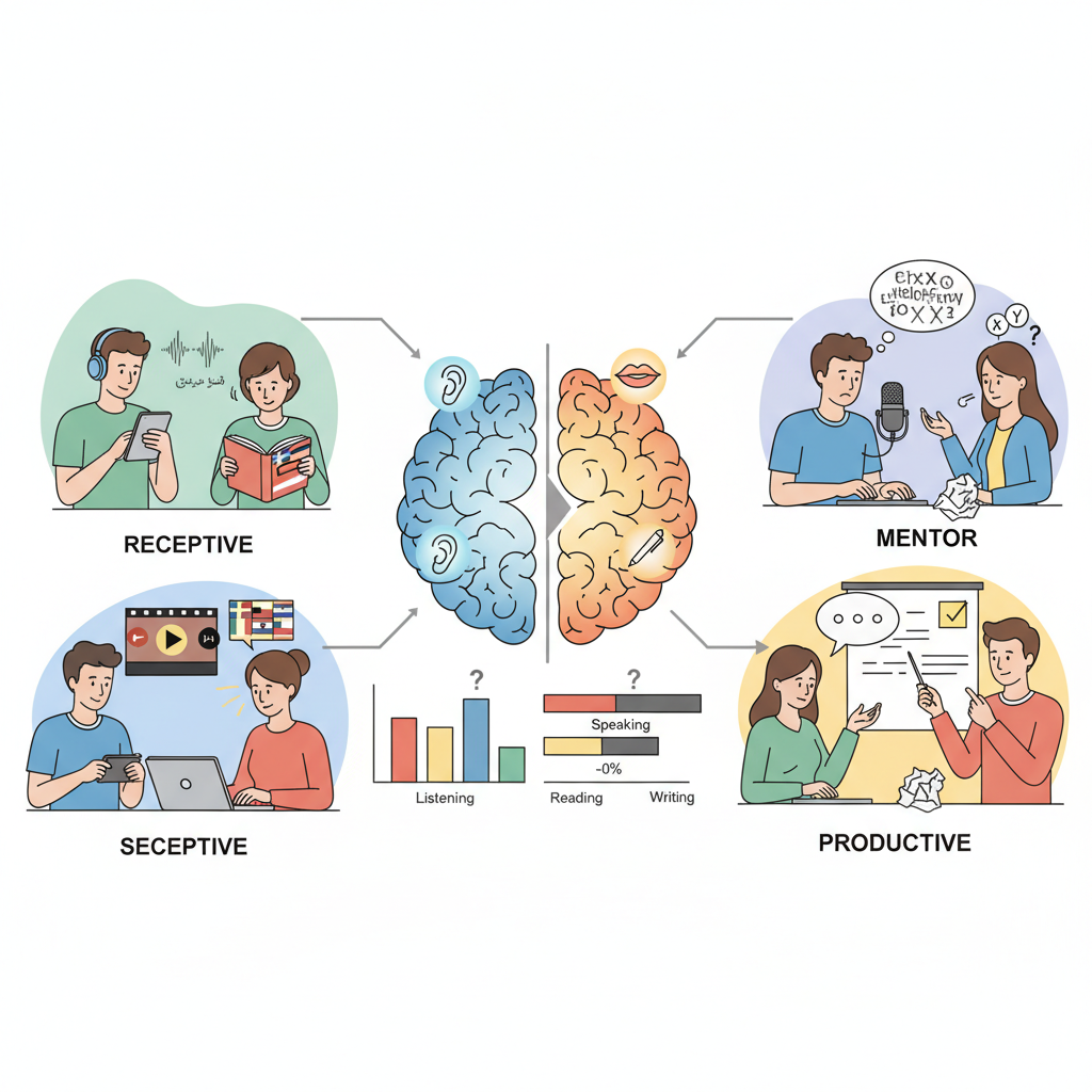 چرا زبان‌آموزان در شنیدن و خواندن قوی‌ترند تا در نوشتن و صحبت کردن؟